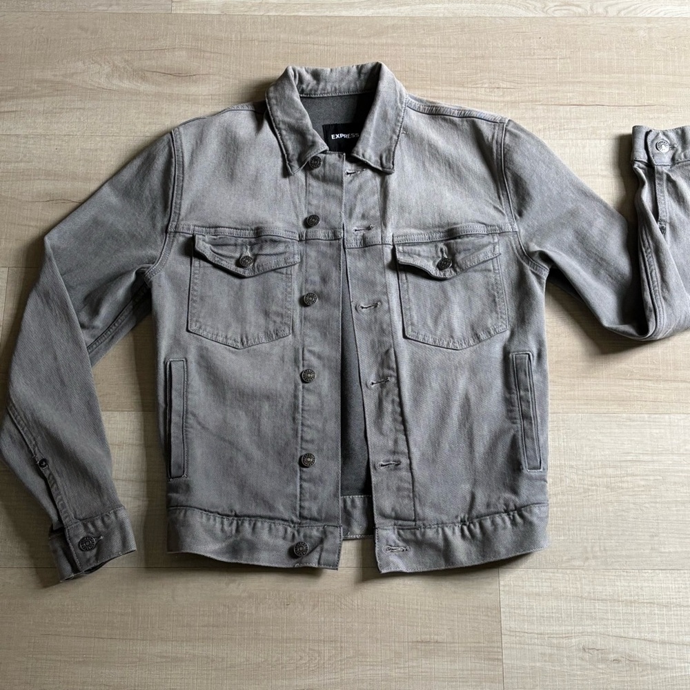 Express Denim Gray Jacket Coat for Men, Size Extra-Small, Light Weight